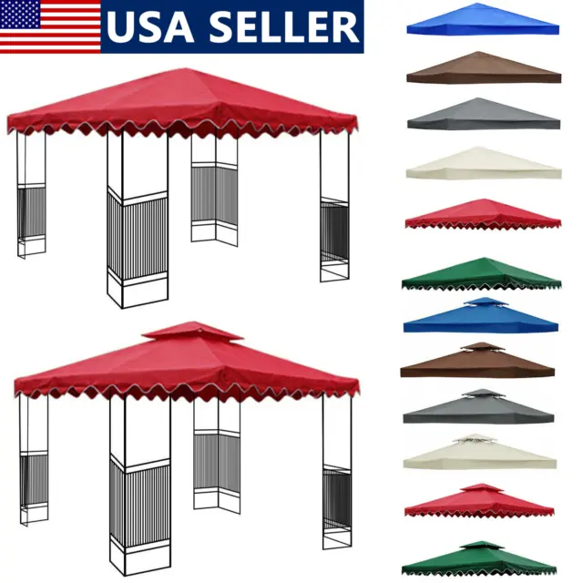 10'x10' Waterproof Gazebo Top Replacement Canopy 1/2Tier UV Sunshade Patio Cover