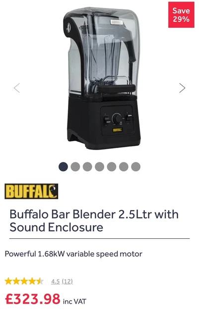 Buffalo CY141 Digital Bar Blender with Sound Enclosure - 2.5L X 2 (pair)