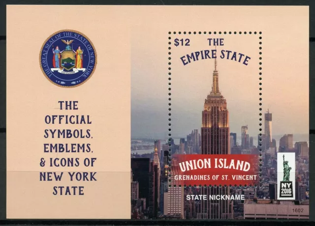 Union Island Gren St Vincent 2016 MNH Symbols New York NY2016 1v S/S II Stamps