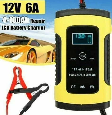 Chargeur Batterie Voiture Rapide Intelligent Auto Moto 12V 6A Ecran LCD