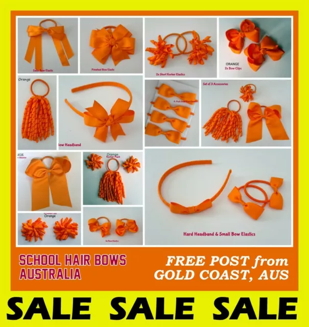 Orange Harmony Day School Hair Accessories Bow Clip Ribbon Headband Korker