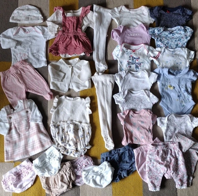 Baby Girls TINY BABY/DOLLS Bundle Dresses,Outfits,Vests, Pyjamas & Cardi