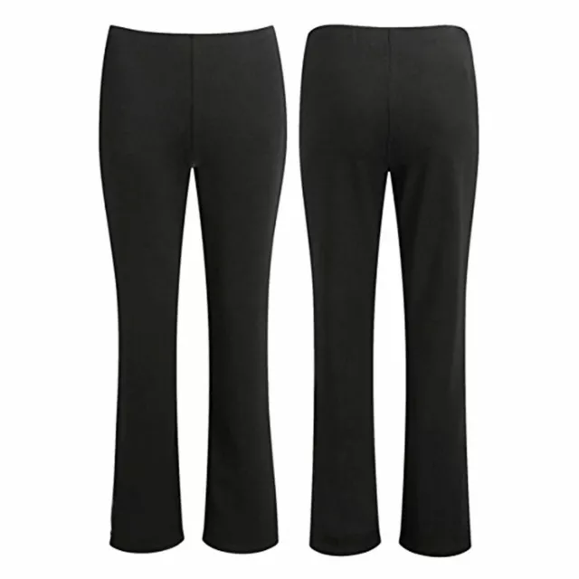 Ladies Stretch Bootleg Trousers Ribbed(Pack of 2)Women Bootcut Elasticated Waist