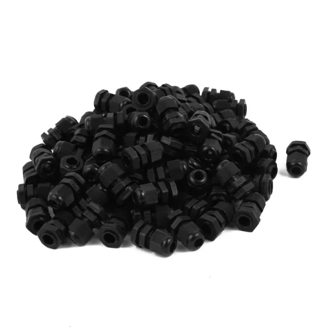 Prensaestopas 100 PCS Modelo PG7 Conectores impermeables de plástico negro