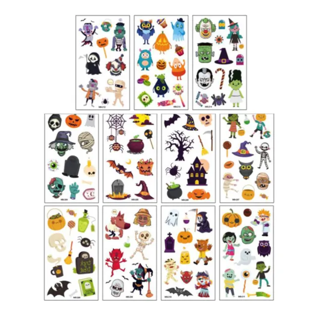 11 Sheets Pumpkin Decorating Stickers Halloween Make up Outfit Funny