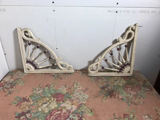 Antique Vtg Stick & Ball Fretwork Corbels Victorian Porch 13 X 14 3/4 X 1 1/4”