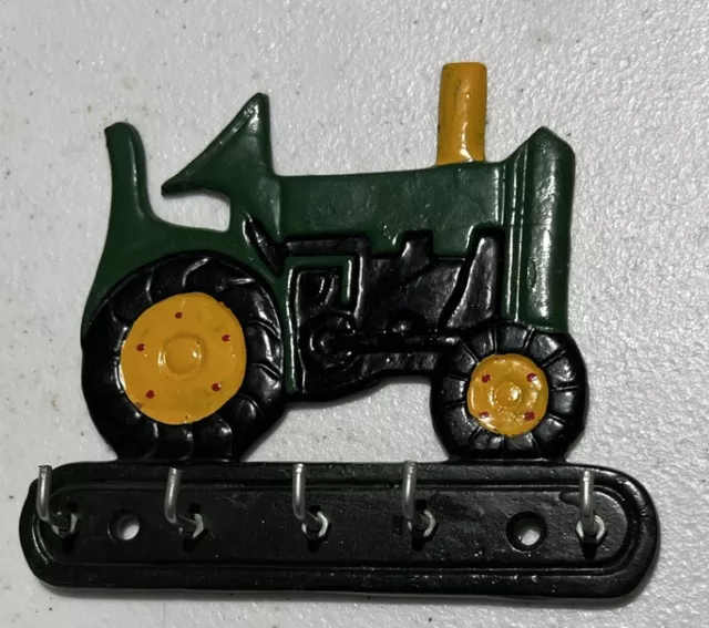 John Deere Metal Key Holder Wall Mount Vtg New Tractor Farm Cowboy Gift Man cave