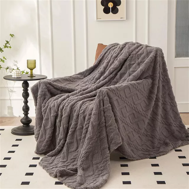 Extra Large Luxury Flannel Fleece Throw Blanket thick fluffy 200x230cm Dark Grey