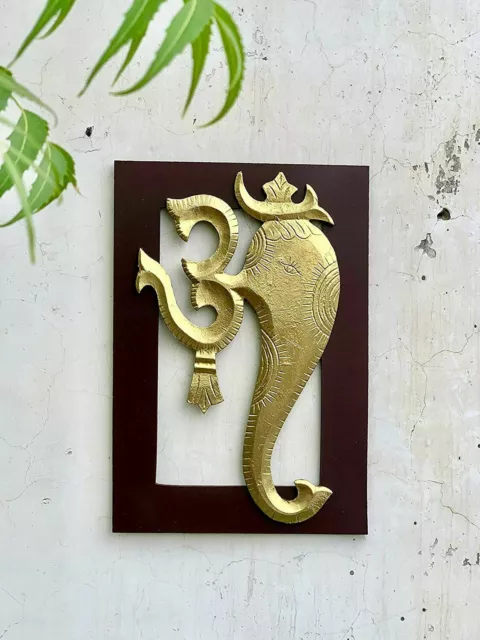 Hindu Religious Symbol OM Ganesha Wall Art Decorative Hanging 16 x 11 inches