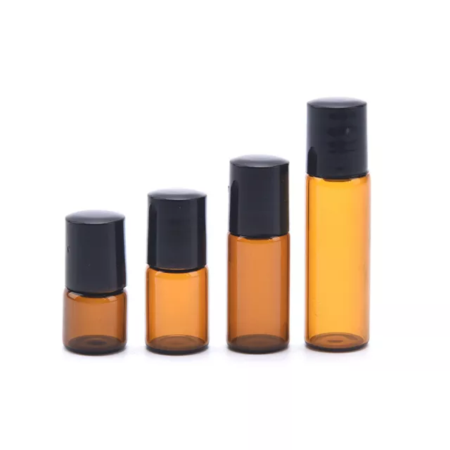 10pcs/pack 1ml 2ml 3ml 5ml Amber Thin Glass Roll on Bottle Essential Oil ViaYB