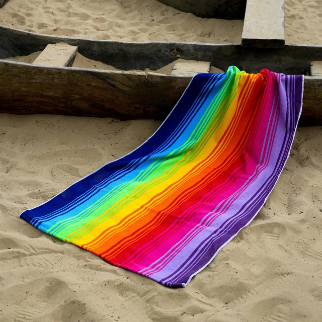 Regenbogen Mikrofaser Strandbad leicht gestreift Handtuch Urlaub Camping Fitnessstudio 4