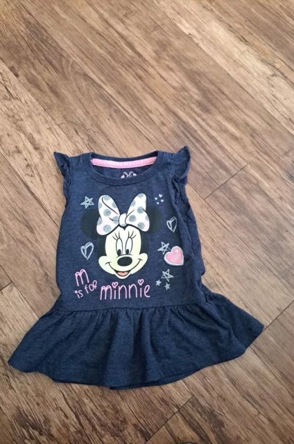 Baby girls Minnie Mouse TShirt age 9 - 12 months navy blue long T Shirt top