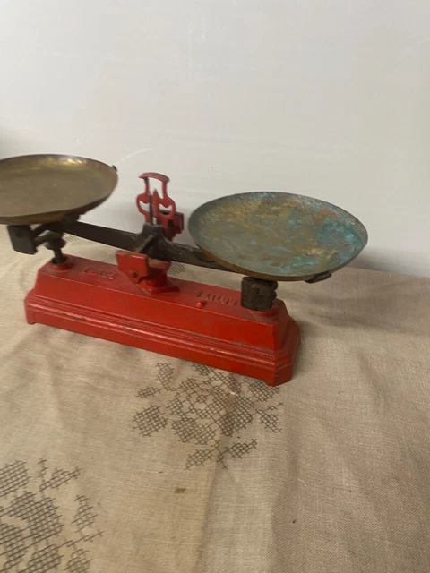 ANCIENNE BALANCE TRÉBUCHET - Plateaux cuivre EUR 26,00 - PicClick FR