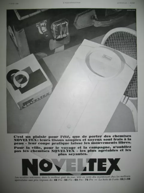 Publicite De Presse Noveltex Chemises Vetements French Ad 1930