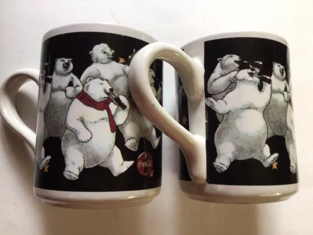 Mugs (2) Coca- Cola 1998 Christmas Polar Bear