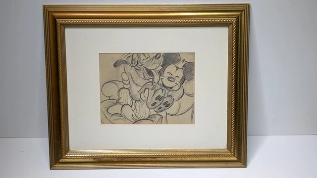 DISNEY ORIGINAL STORY Sketch PRINT Of Mickey & Pluto Pluto's Dream