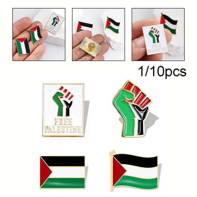 10-Piece Set: Turkey & Palestine Flag Friendship Lapel Pins – White Background (Unisex)