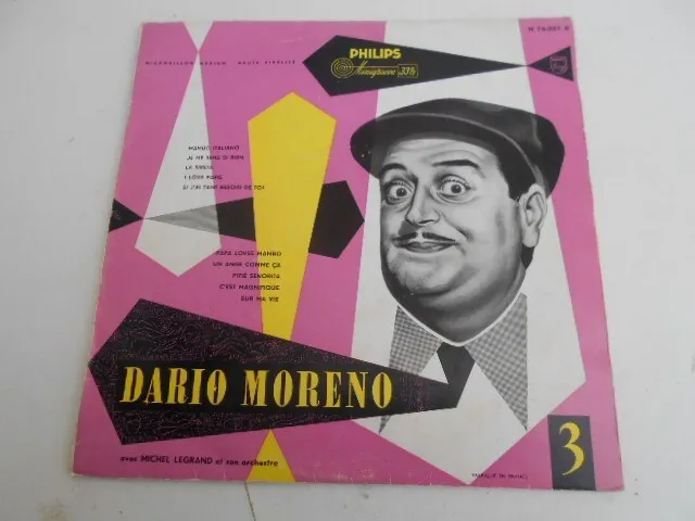 33T. 25cm. DARIO MORENO - 3 - 10 Titres : Mambo Italiano - Sur ma Vie (AZNAVOUR)