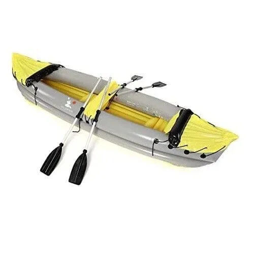 Kayak Gonflable 2 Personne Bateau avec Pompe Accessoires Aluminium Aviron Canoë