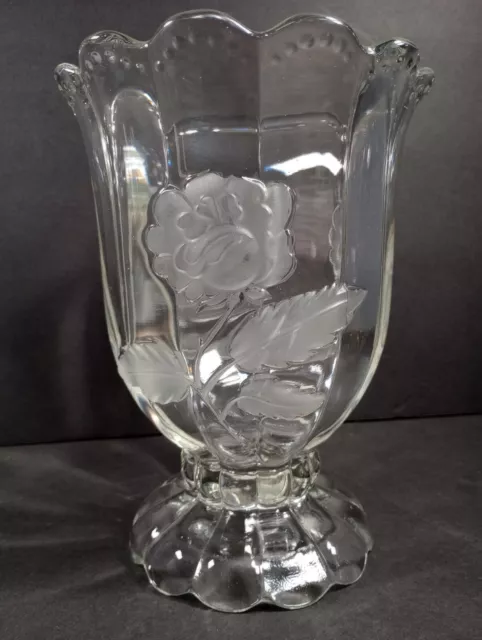 Vintage Imperlux Heavy Clear Hand Cut Crystal Pedestal Vase