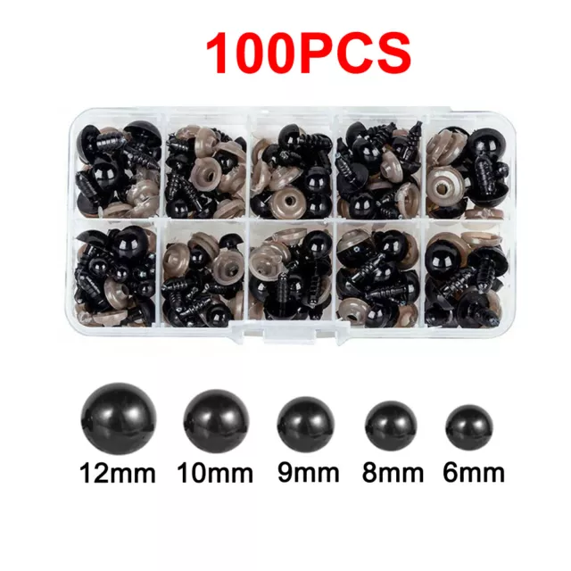 100PC Plastic Safety Toy Screw Eyes Kit for Teddy Bear Doll Animal Craft 6-12mm 2