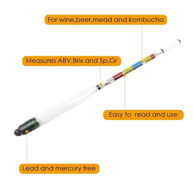 TRIPLE SCALE HYDROMETER Abv, Gravity Test Kit Brew Making 15.42 PicClick