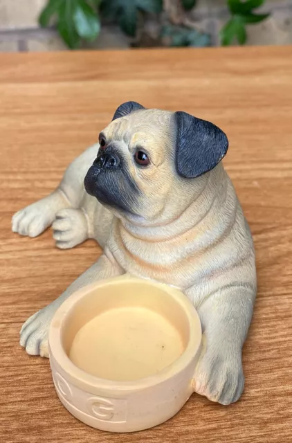 Fawn Pug Statue with Bowl  - Pug Dog Ornament Figurine by Leonardo Collection 3