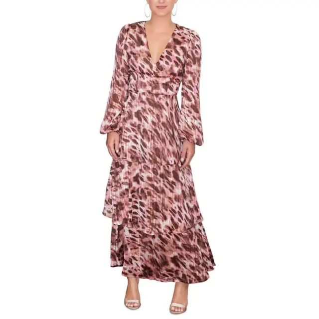 Rachel Rachel Roy Womens Chiffon Metallic Printed Maxi Dress BHFO 8921