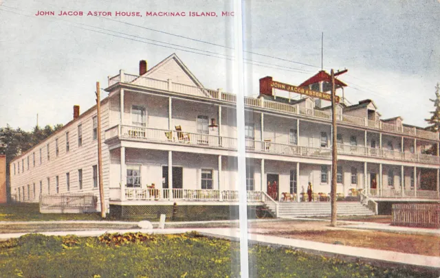 MACKINAC ISLAND Michigan postcard County John Jacob Astor house Inn Hotel