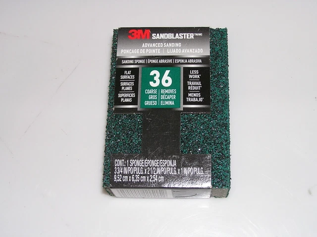 3M SandBlaster Advanced Sanding Sponge, 20909-36, 36 grit, 3 3/4" x 2 1/2" x 1"