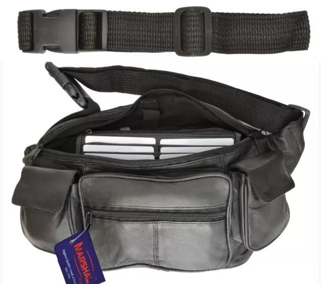 Large Leather Fanny Pack Mens Waist Belt Bag Womens Purse Hip Pouch Travel W/Ext