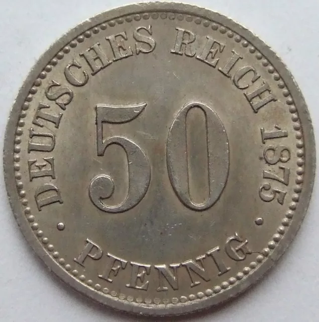 Moneta Reich Tedesco Impero Tedesco Argento 50 Pfennig 1875 B IN Uncirculated