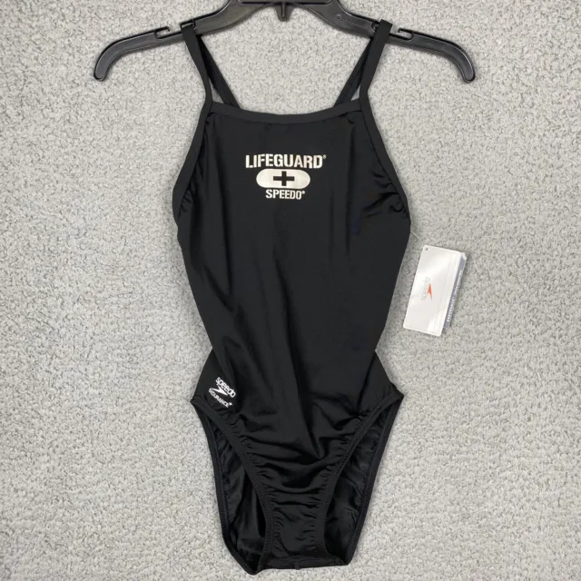 NWT Speedo Lifeguard Endurance 6/32 Swimsuit Black One-Piece Chlorine Resistant
