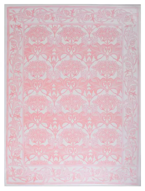 6X9 Modern Pink William Morris Washable Rug Built-in Padding