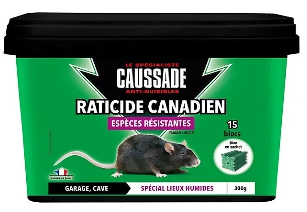Lot 15 blocs raticide canadien espèces résistantes 300g CAUSSADE