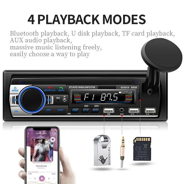 Car Digital Bluetooth 5.0 Audio Radio Stereo MP3 Player DVD CD Hands Free FM
