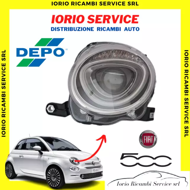 Faro Fanale Proiettore Anteriore Superiore Destro Fiat 500 Restyling Dal 2015