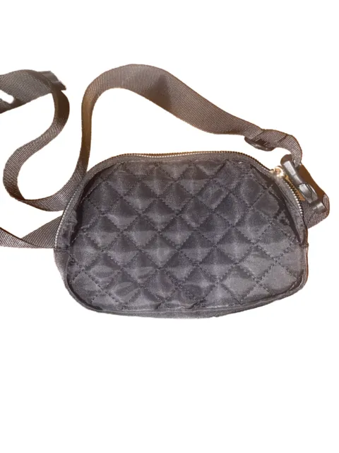 Quilted Nylon Hip Waist Sling Bag Fanny Pack Black Diamond Pattern Travel New