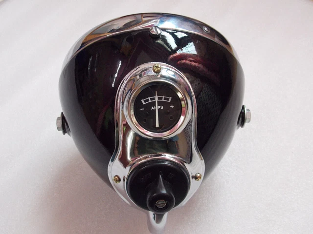 Phare Lucas Noir 7" - Pour Norton, BSA, Triumph - Modèle SSU700 - Original Halogène