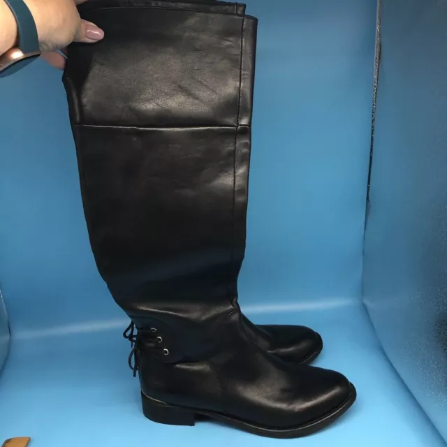 Steve Madden Nerves Black Leather Knee Boot Size 7.5 2