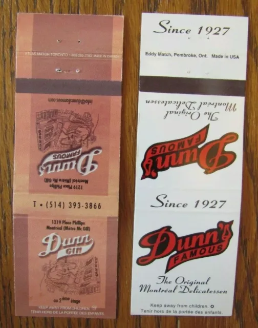 Deli Restaurant Matchbook Covers: Dunn's Famous Montreal, Quebec Matchcovers -D8