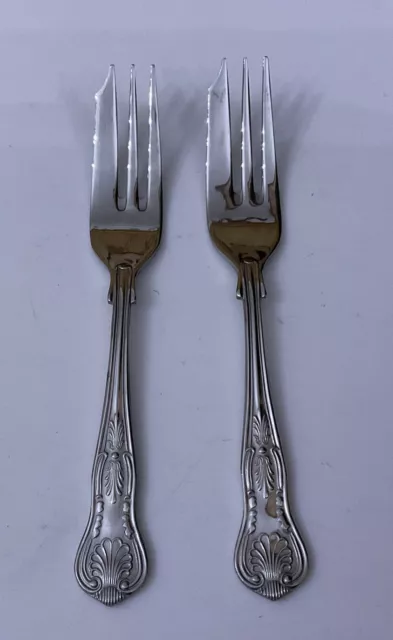 2 X STAINLESS STEEL 15cm KINGS ROYALE CAKE PASTRY DESSERT FORKS SPORKS CUTLERY