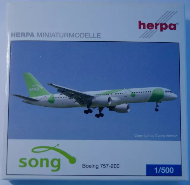 Herpa 507073 Boeing 757-200 Song 1:500 - Vitrinenmodell sehr selten rare