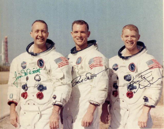 JIM McDIVITT Dave Scott RUSTY SCHWEICKART Signed Photograph - Apollo 9 preprint