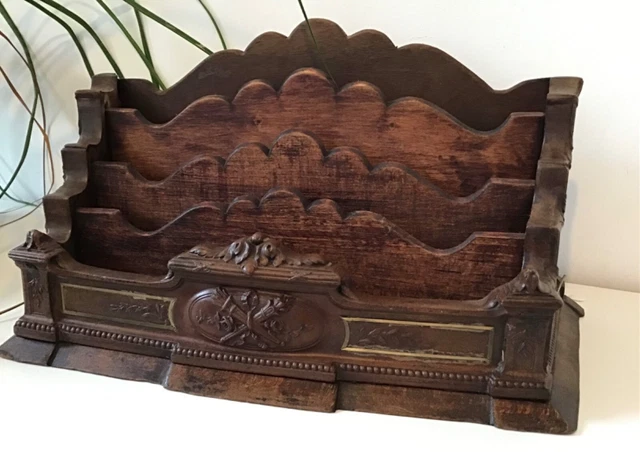 ANCIEN GRAND PORTE courrier mural lettres en bronze 50 cm EUR 45,00