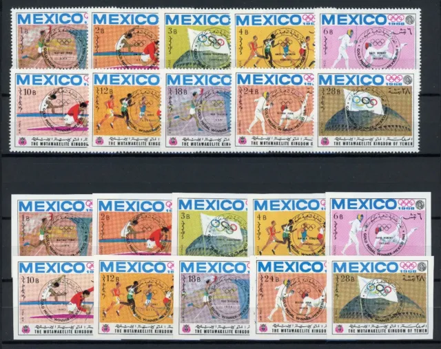 Jemen Königr. 604-613 A/B postfrisch Mexiko 1968 #IF292