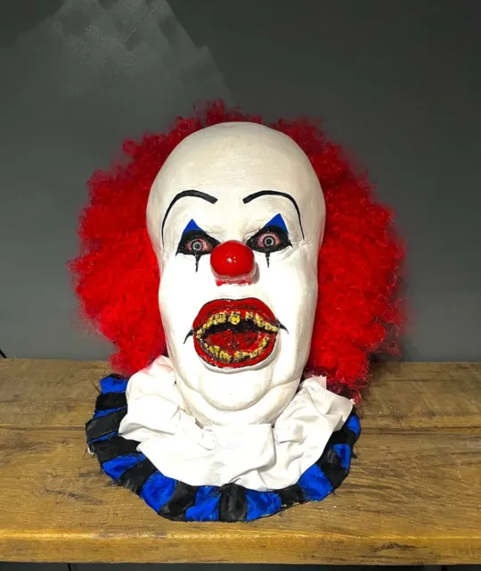 Tim Curry Pennywise IT Clown Head Full 1:1 Scale Bust Horror Prop Open Mouth