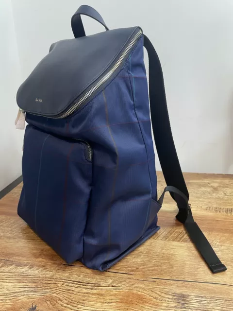 Paul Smith Backpack Rucksack Blue Leather & Polyester  32x40x18 BNWT RRP £395