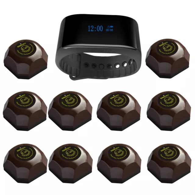 SINGCALL Wireless Calling Service System 1 Waterproof Receiver, 10 Waiter Pagers