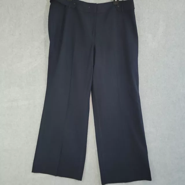 Talbots Pants Womens Size 16 Navy Blue Straight Leg Stretch Zip Button High Rise